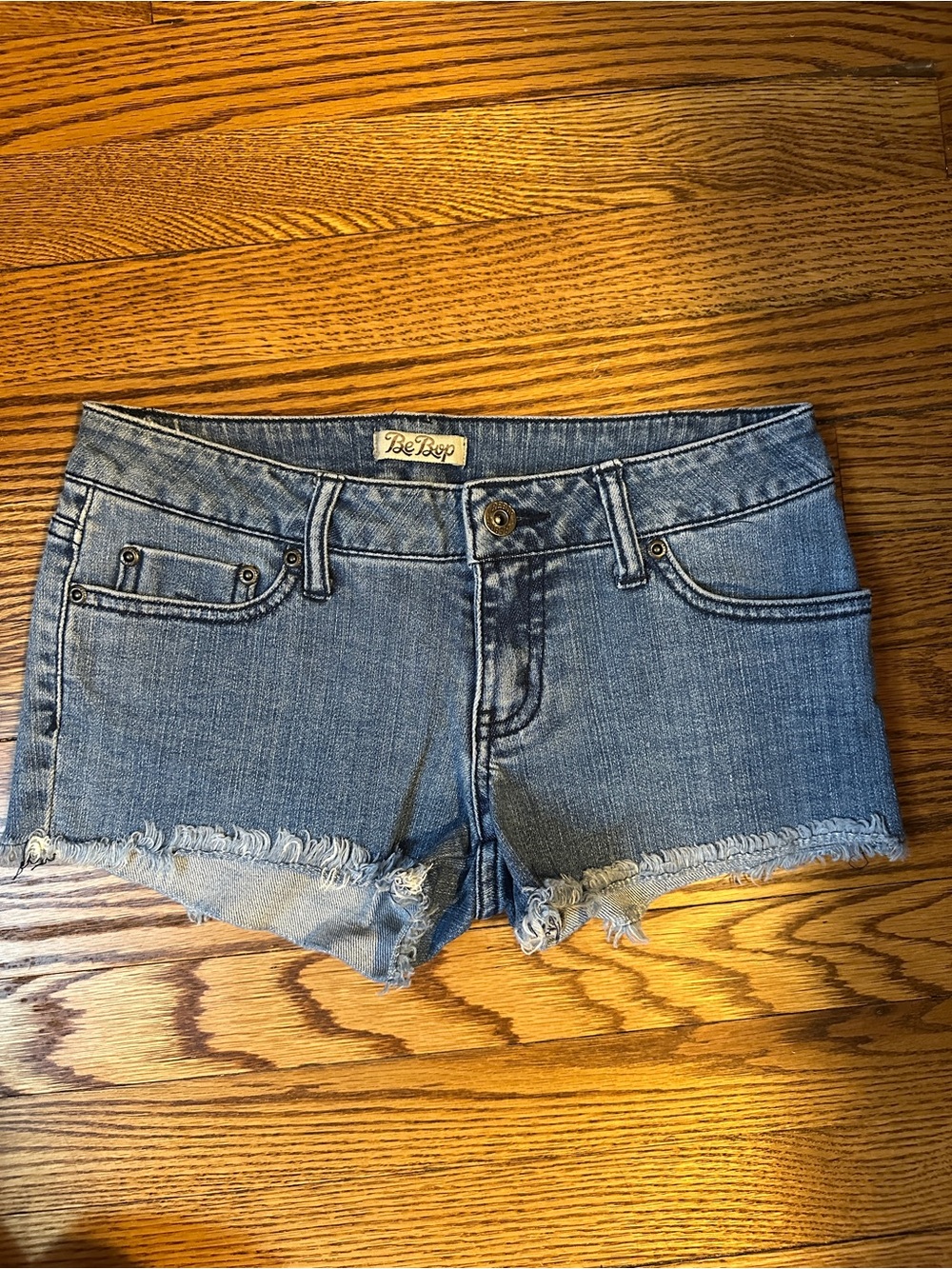 BeBop Blue Denim Frayed Hem Jean Shorts